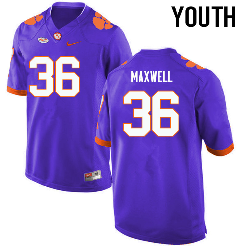 Youth Clemson Tigers #36 Byron Maxwell College Football Jerseys-Purple - Click Image to Close